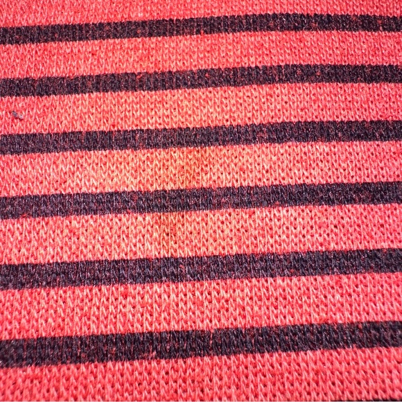 Vintage 80s 90s BUGLE BOY Red Sweater Sweatshirt L Striped Mock Neck *FLAWS - Picture 9 of 11